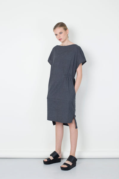 Cotton linen dress with a gathering