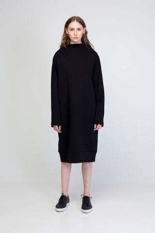 Cotton Jersey Sweatshirt Dress with straight neckline